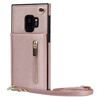 For Samsung Galaxy S9 Cross-body Zipper Square TPU+PU Back Cover Case with Holder & Card Slots & Wallet & Strap(Rose Gold) by buy2fix