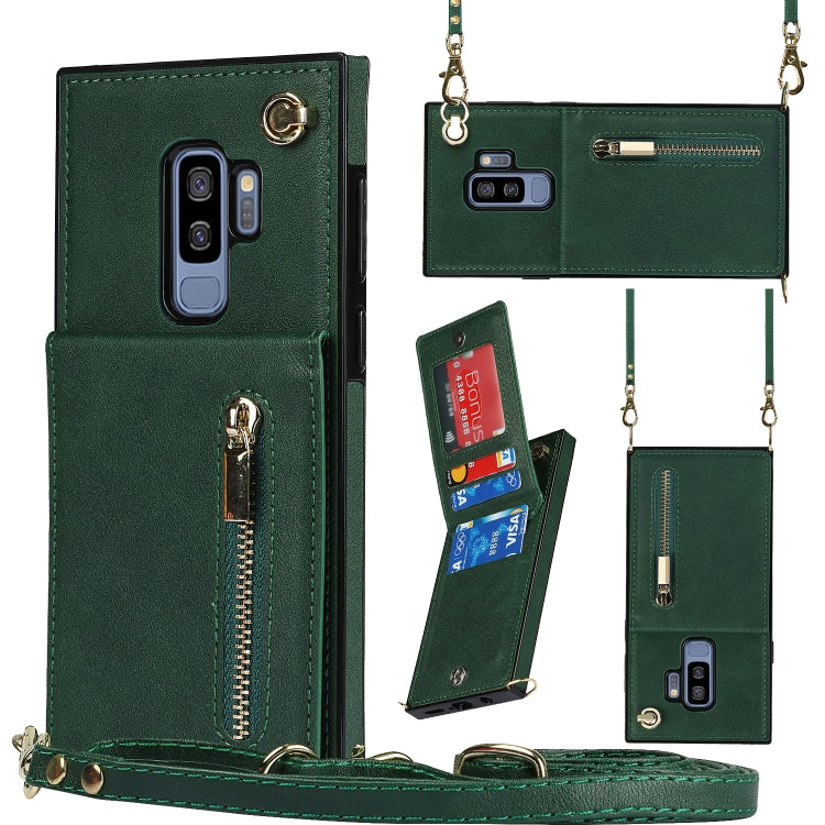 For Samsung Galaxy S9 Plus Cross-body Zipper Square TPU+PU Back Cover Case with Holder & Card Slots & Wallet & Strap(Green) by buy2fix