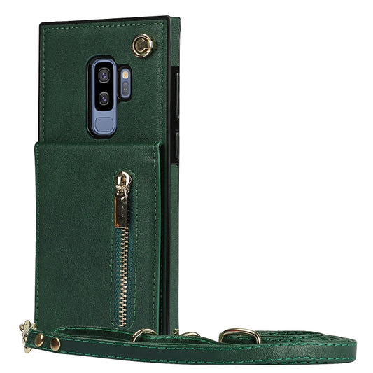 For Samsung Galaxy S9 Plus Cross-body Zipper Square TPU+PU Back Cover Case with Holder & Card Slots & Wallet & Strap(Green) by buy2fix