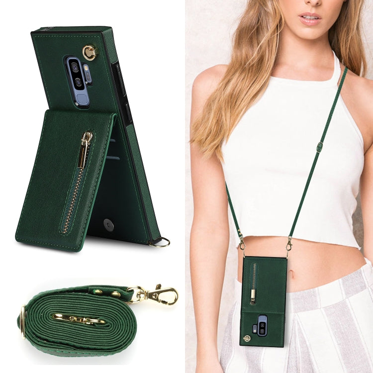 For Samsung Galaxy S9 Plus Cross-body Zipper Square TPU+PU Back Cover Case with Holder & Card Slots & Wallet & Strap(Green) by buy2fix