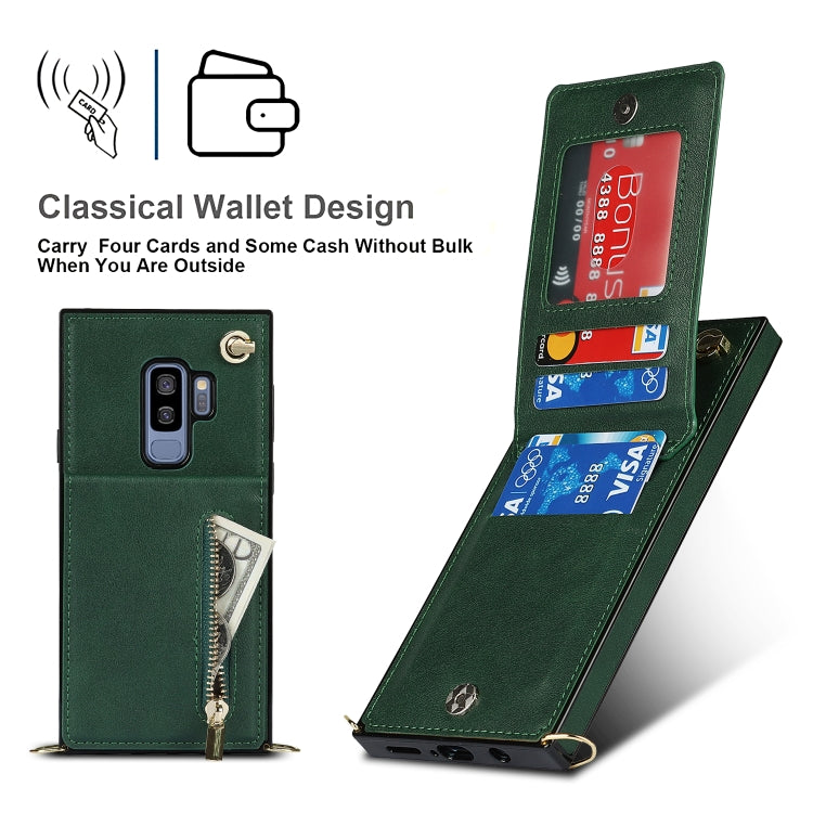 For Samsung Galaxy S9 Plus Cross-body Zipper Square TPU+PU Back Cover Case with Holder & Card Slots & Wallet & Strap(Green) by buy2fix