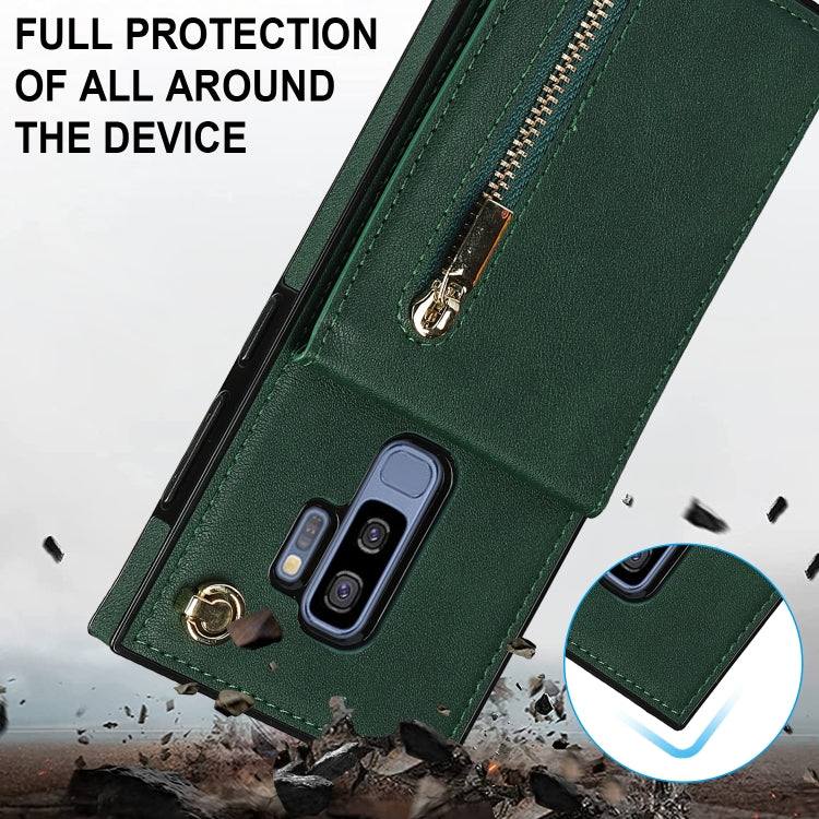 For Samsung Galaxy S9 Plus Cross-body Zipper Square TPU+PU Back Cover Case with Holder & Card Slots & Wallet & Strap(Green) by buy2fix
