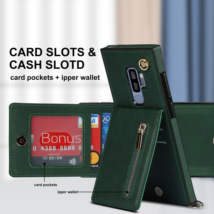 For Samsung Galaxy S9 Plus Cross-body Zipper Square TPU+PU Back Cover Case with Holder & Card Slots & Wallet & Strap(Green) by buy2fix