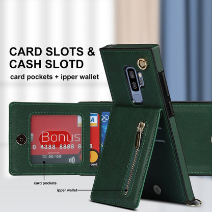 For Samsung Galaxy S9 Plus Cross-body Zipper Square TPU+PU Back Cover Case with Holder & Card Slots & Wallet & Strap(Green) by buy2fix