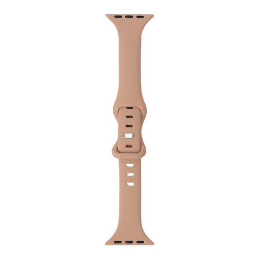 Slimming 8-buckle Silicone Watch Band For Apple Watch Series 9&8&7 41mm / SE 3&SE 2&6&SE&5&4 40mm / 3&2&1 38mm(Milk Tea) by buy2fix