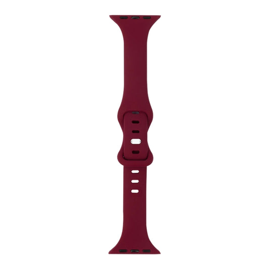 Slimming 8-buckle Silicone Watch Band For Apple Watch Series 9&8&7 41mm / SE 3&SE 2&6&SE&5&4 40mm / 3&2&1 38mm(Wine Red) by buy2fix