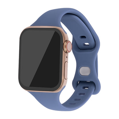Slimming 8-buckle Silicone Watch Band For Apple Watch Series 9&8&7 41mm / SE 3&SE 2&6&SE&5&4 40mm / 3&2&1 38mm(Blue) by buy2fix