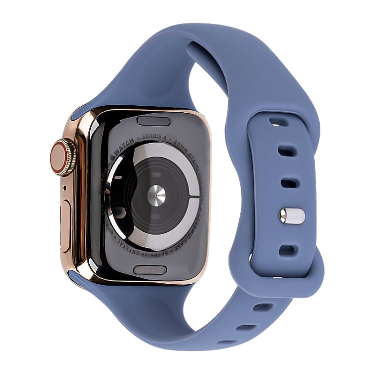 Slimming 8-buckle Silicone Watch Band For Apple Watch Series 9&8&7 41mm / SE 3&SE 2&6&SE&5&4 40mm / 3&2&1 38mm(Blue) by buy2fix