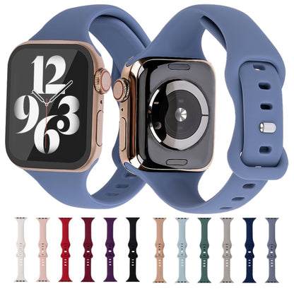 Slimming 8-buckle Silicone Watch Band For Apple Watch Series 9&8&7 41mm / SE 3&SE 2&6&SE&5&4 40mm / 3&2&1 38mm(Dark Purple) by buy2fix