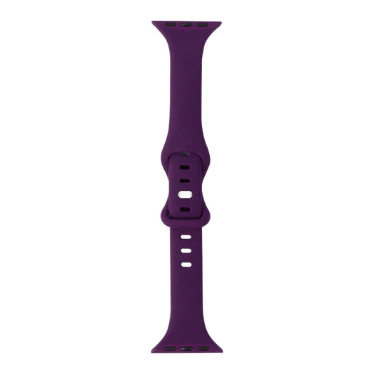 Slimming 8-buckle Silicone Watch Band For Apple Watch Ultra 49mm&Watch Ultra 2 49mm / Series 9&8&7 45mm / SE 3&SE 2&6&SE&5&4 44mm / 3&2&1 42mm(Dark Purple) by buy2fix