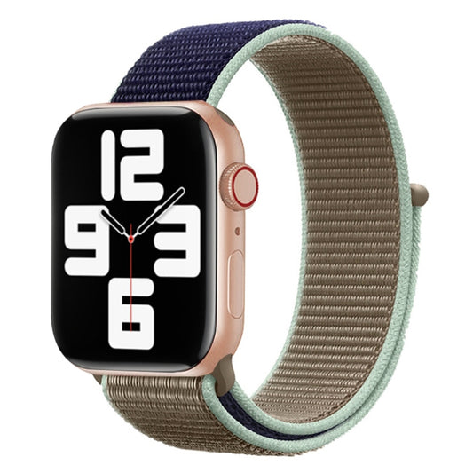 For Apple Watch Series 7 41mm / 6 & SE & 5 & 4 40mm / 3 & 2 & 1 38mm Color Matching Nylon Watch Band(Blue + Green) by buy2fix