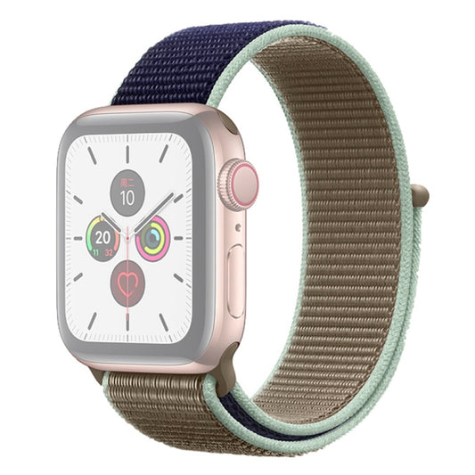 For Apple Watch Series 7 41mm / 6 & SE & 5 & 4 40mm / 3 & 2 & 1 38mm Color Matching Nylon Watch Band(Blue + Green) by buy2fix