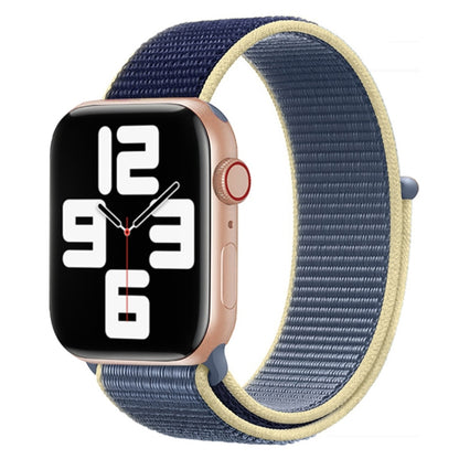 For Apple Watch Series 7 41mm / 6 & SE & 5 & 4 40mm / 3 & 2 & 1 38mm Color Matching Nylon Watch Band(Blue + Yellow) by buy2fix