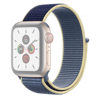 For Apple Watch Series 7 41mm / 6 & SE & 5 & 4 40mm / 3 & 2 & 1 38mm Color Matching Nylon Watch Band(Blue + Yellow) by buy2fix
