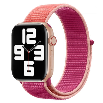 For Apple Watch Series 7 41mm / 6 & SE & 5 & 4 40mm / 3 & 2 & 1 38mm Color Matching Nylon Watch Band(Orange + Rose Red) by buy2fix