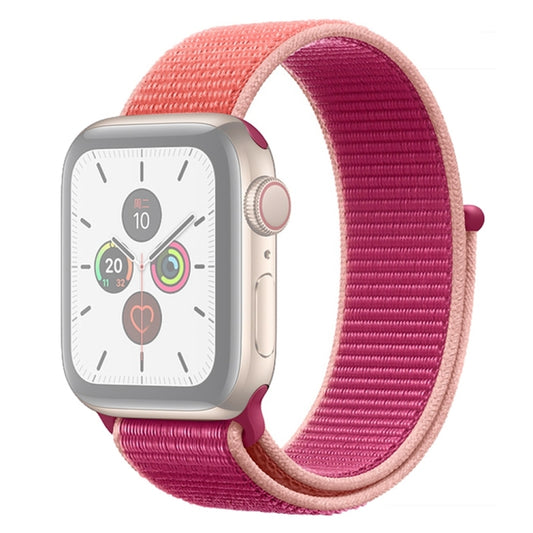 For Apple Watch Series 7 41mm / 6 & SE & 5 & 4 40mm / 3 & 2 & 1 38mm Color Matching Nylon Watch Band(Orange + Rose Red) by buy2fix