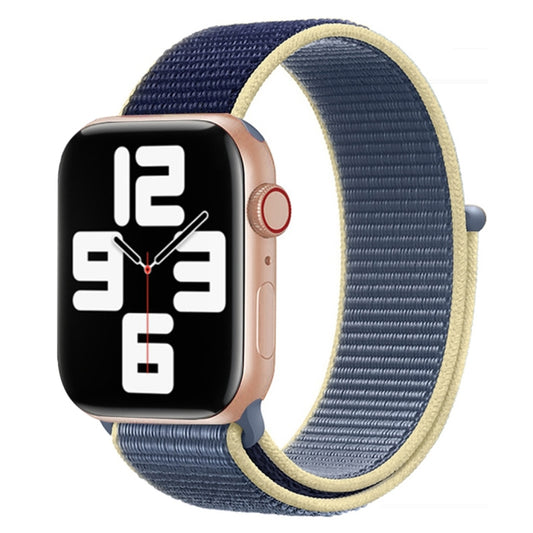 For Apple Watch Series 7 45mm / 6 & SE & 5 & 4 44mm / 3 & 2 & 1 42mm Color Matching Nylon Watch Band(Blue + Yellow) by buy2fix