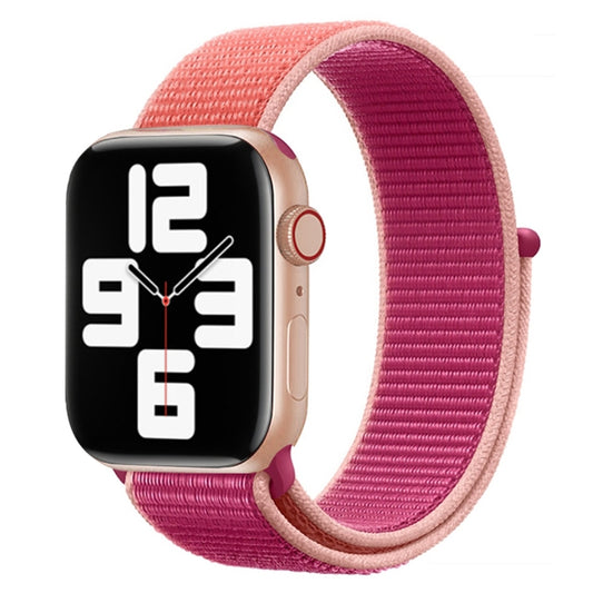 For Apple Watch Series 7 45mm / 6 & SE & 5 & 4 44mm / 3 & 2 & 1 42mm Color Matching Nylon Watch Band(Orange + Rose Red) by buy2fix