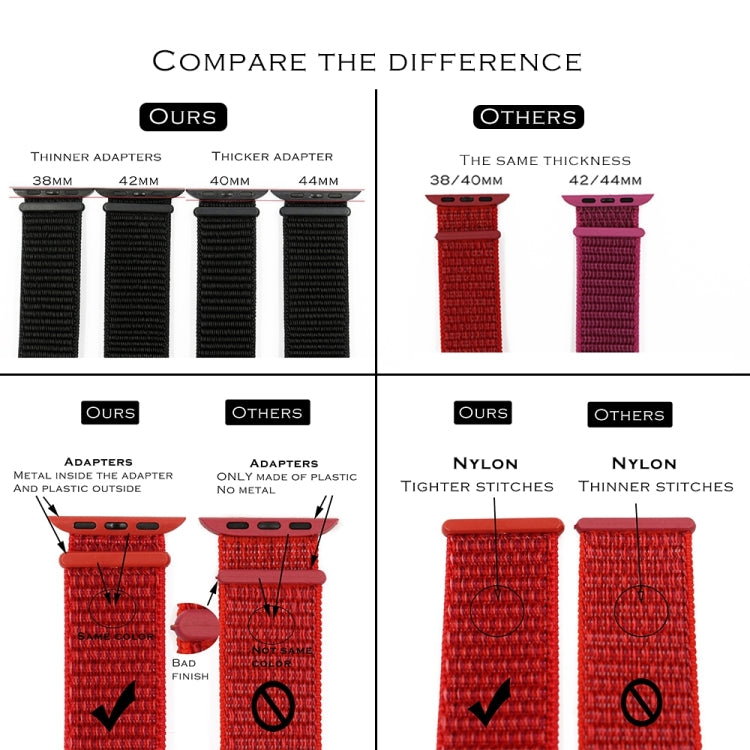 For Apple Watch Series 7 45mm / 6 & SE & 5 & 4 44mm / 3 & 2 & 1 42mm Color Matching Nylon Watch Band(Orange + Rose Red) by buy2fix