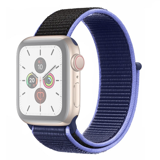 For Apple Watch Ultra 49mm&Watch Ultra 2 49mm / Series 9&8&7 45mm / SE 3&SE 2&6&SE&5&4 44mm / 3&2&1 42mm Color Matching Nylon Watch Band(Black + Blue) by buy2fix