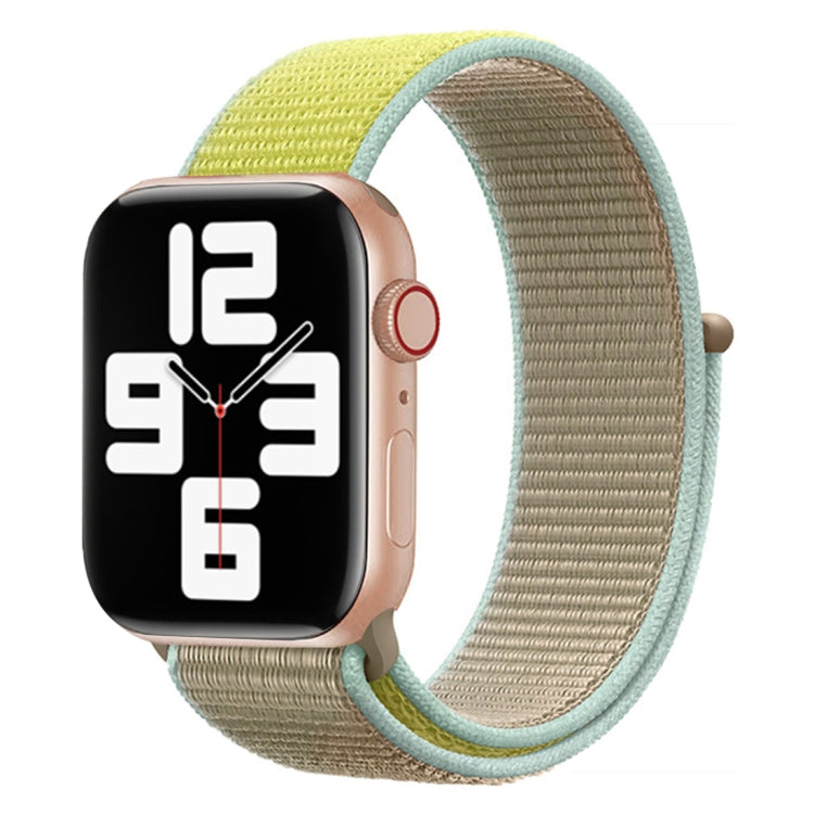 For Apple Watch Series 7 45mm / 6 & SE & 5 & 4 44mm / 3 & 2 & 1 42mm Color Matching Nylon Watch Band(Green + Baby Blue) by buy2fix