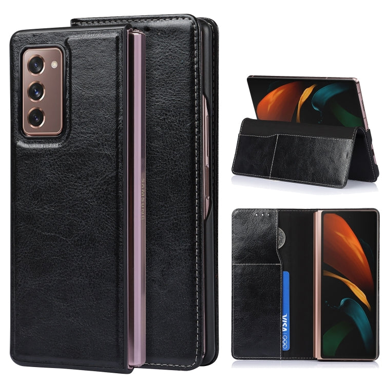 For Samsung Galaxy Z Fold2 5G 2 In 1 Crazy Horse Texture Split Horizontal Flip Leather Case with Holder & Card Slot(Black) by buy2fix