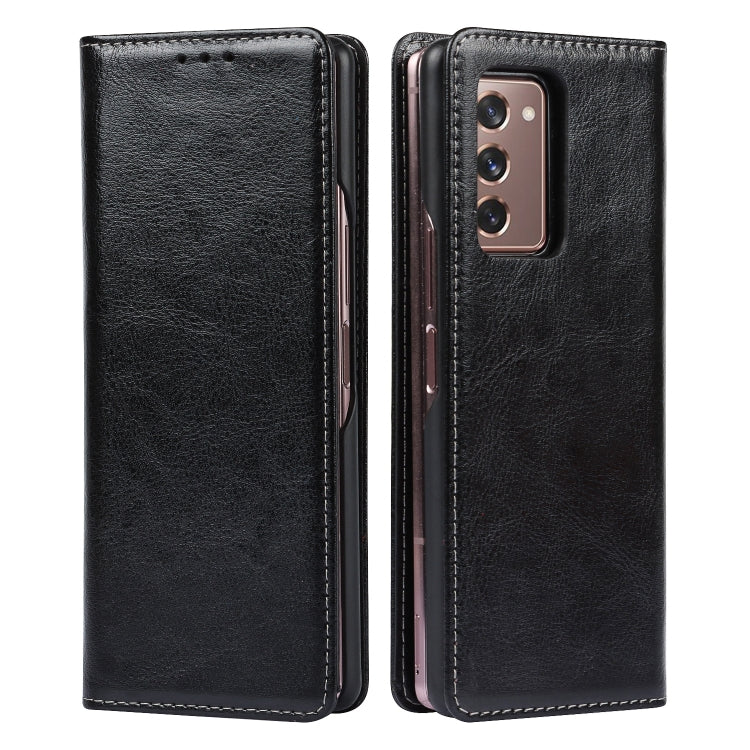 For Samsung Galaxy Z Fold2 5G 2 In 1 Crazy Horse Texture Split Horizontal Flip Leather Case with Holder & Card Slot(Black) by buy2fix