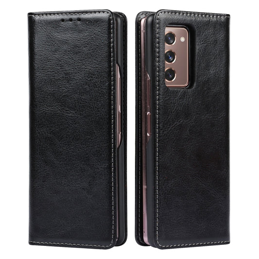 For Samsung Galaxy Z Fold2 5G 2 In 1 Crazy Horse Texture Split Horizontal Flip Leather Case with Holder & Card Slot(Black) by buy2fix