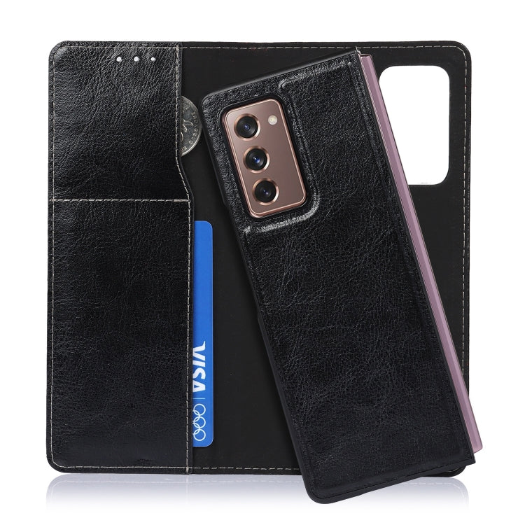 For Samsung Galaxy Z Fold2 5G 2 In 1 Crazy Horse Texture Split Horizontal Flip Leather Case with Holder & Card Slot(Black) by buy2fix