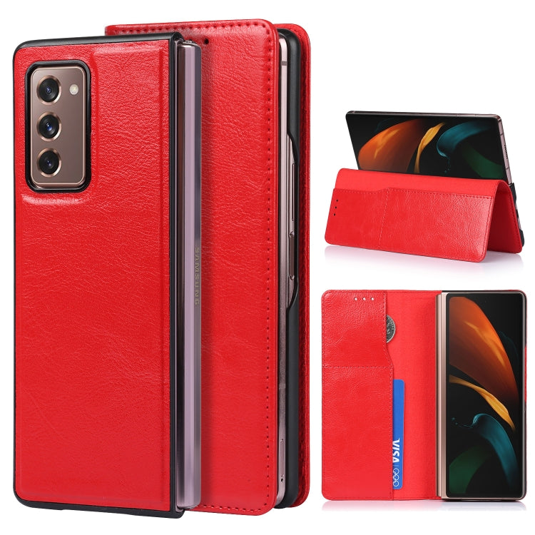 For Samsung Galaxy Z Fold2 5G 2 In 1 Crazy Horse Texture Split Horizontal Flip Leather Case with Holder & Card Slot(Red) by buy2fix