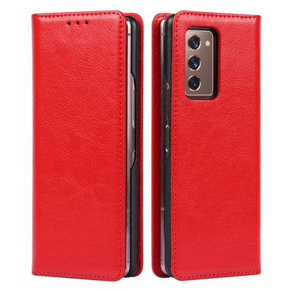 For Samsung Galaxy Z Fold2 5G 2 In 1 Crazy Horse Texture Split Horizontal Flip Leather Case with Holder & Card Slot(Red) by buy2fix