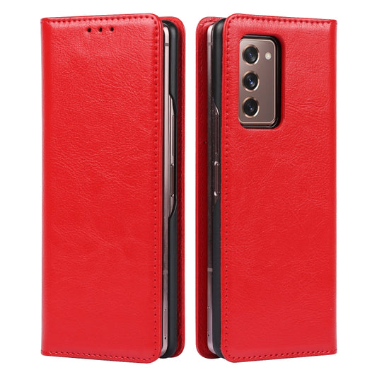 For Samsung Galaxy Z Fold2 5G 2 In 1 Crazy Horse Texture Split Horizontal Flip Leather Case with Holder & Card Slot(Red) by buy2fix