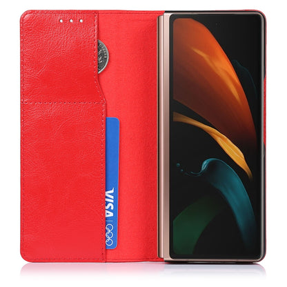 For Samsung Galaxy Z Fold2 5G 2 In 1 Crazy Horse Texture Split Horizontal Flip Leather Case with Holder & Card Slot(Red) by buy2fix