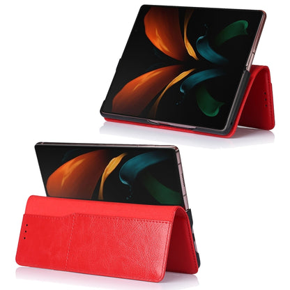 For Samsung Galaxy Z Fold2 5G 2 In 1 Crazy Horse Texture Split Horizontal Flip Leather Case with Holder & Card Slot(Red) by buy2fix