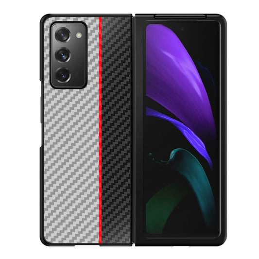 For Samsung Galaxy Z Fold2 5G Carbon Fiber Texture Color Matching Protective Case(White Red Black) by buy2fix