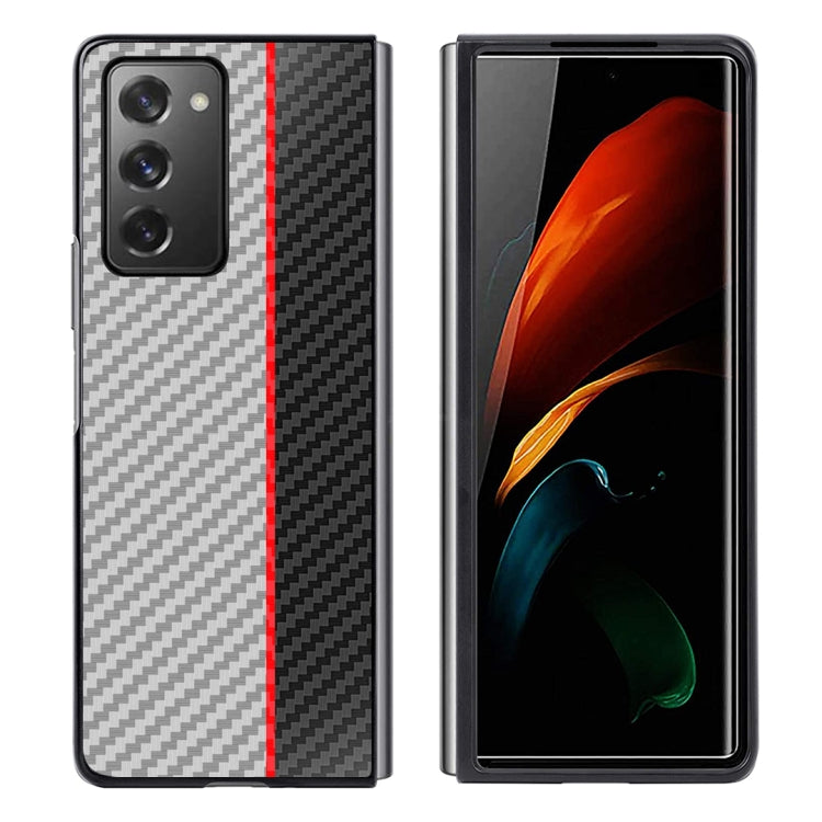 For Samsung Galaxy Z Fold2 5G Carbon Fiber Texture Color Matching Protective Case(White Red Black) by buy2fix