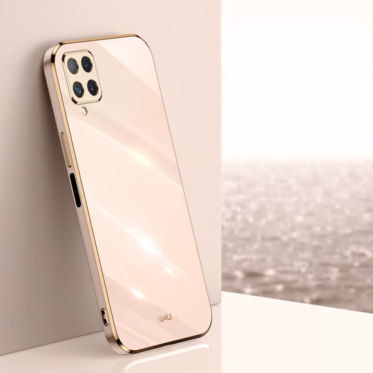 For Samsung Galaxy A22 4G XINLI Straight Edge 6D Electroplate TPU Phone Case(Pink)