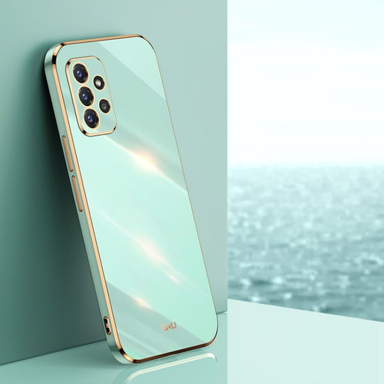 For Samsung Galaxy A72 5G XINLI Straight Edge 6D Electroplate TPU Phone Case(Mint Green)
