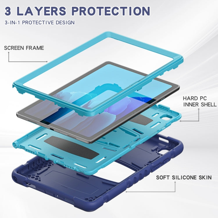 For Samsung Galaxy Tab A7 T500 3-Layer Protection Screen Frame + PC + Silicone Shockproof Combination Case with Holder(NavyBlue+Blue) - Other Galaxy Tab PC by buy2fix | Online Shopping UK | buy2fix