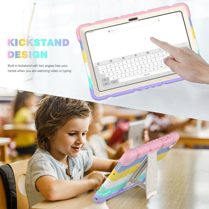 For Samsung Galaxy Tab A7 T500 3-Layer Protection Screen Frame + PC + Silicone Shockproof Combination Case with Holder(Colorful Pink) - Other Galaxy Tab PC by buy2fix | Online Shopping UK | buy2fix