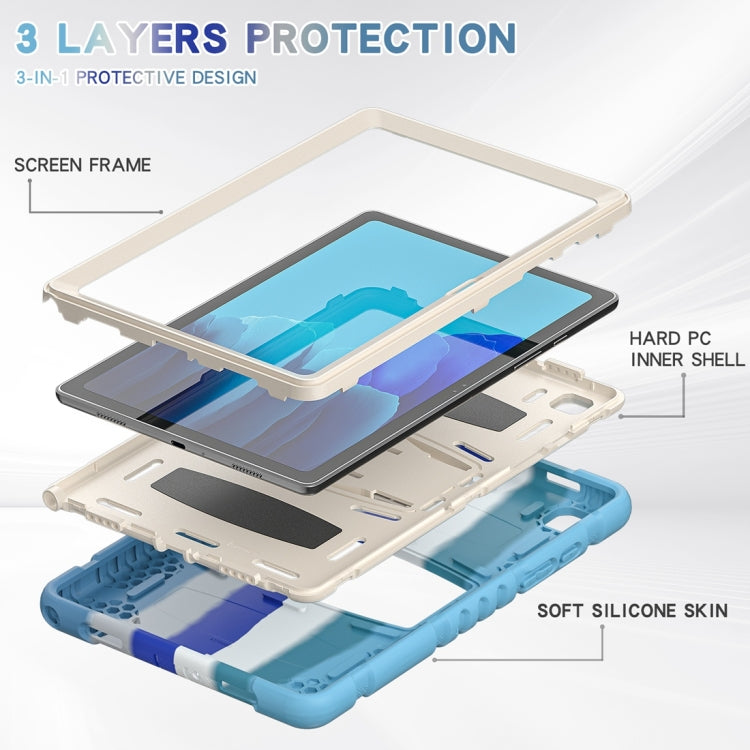 For Samsung Galaxy Tab A7 T500 3-Layer Protection Screen Frame + PC + Silicone Shockproof Combination Case with Holder(Colorful Blue) - Other Galaxy Tab PC by buy2fix | Online Shopping UK | buy2fix
