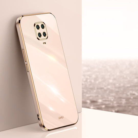 For Xiaomi Redmi Note 9S XINLI Straight Edge 6D Electroplate TPU Phone Case(Pink)
