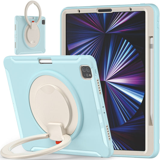 For iPad Pro 12.9 2022 / 2021 Shockproof TPU + PC Protective Tablet Case with 360 Degree Rotation Foldable Handle Grip Holder & Pen Slot(Ice Crystal Blue) - iPad Pro 12.9 (2022/2021) Cases by buy2fix | Online Shopping UK | buy2fix