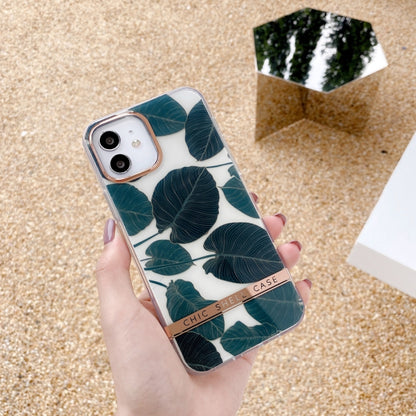 For iPhone 11 Pro High Translucent Electroplating Flower Pattern TPU + PC Shockproof Case (Banana Leaf) by buy2fix