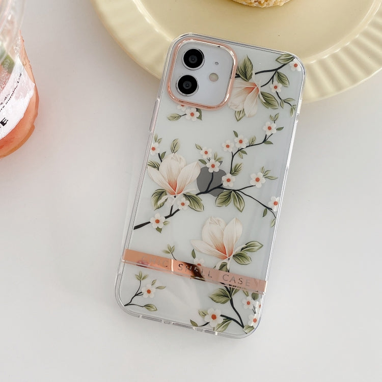 For iPhone 11 Pro High Translucent Electroplating Flower Pattern TPU + PC Shockproof Case (Magnolia) by buy2fix