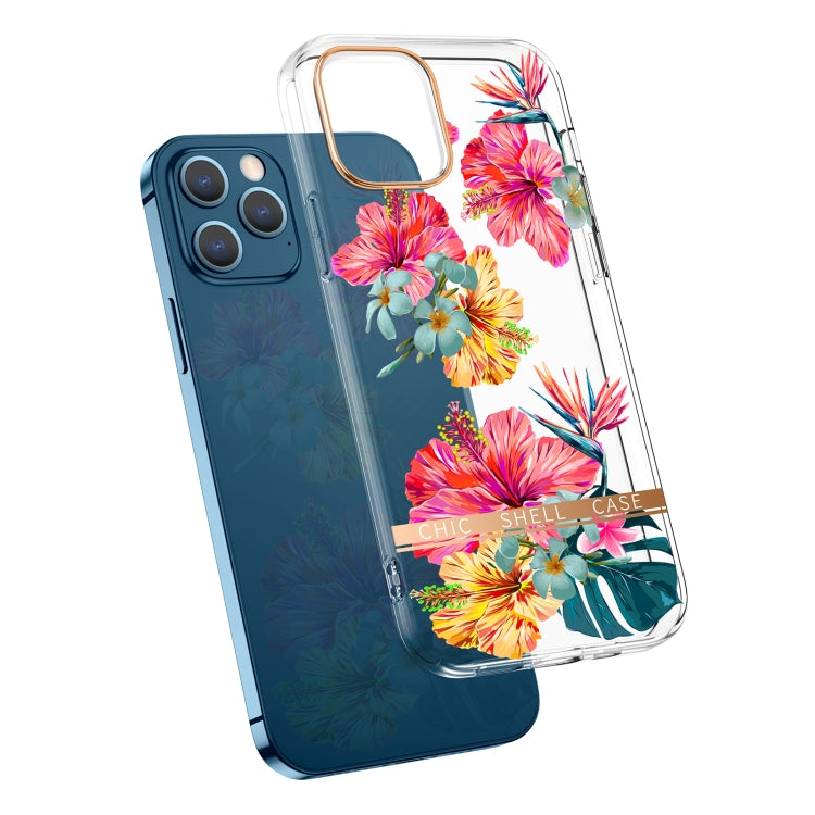 For iPhone 11 Pro Max High Translucent Electroplating Flower Pattern TPU + PC Shockproof Case (Hibiscus) by buy2fix