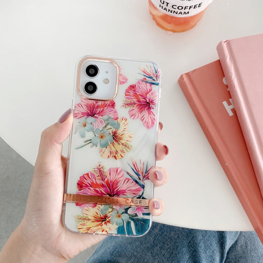 For iPhone 11 Pro Max High Translucent Electroplating Flower Pattern TPU + PC Shockproof Case (Hibiscus) by buy2fix