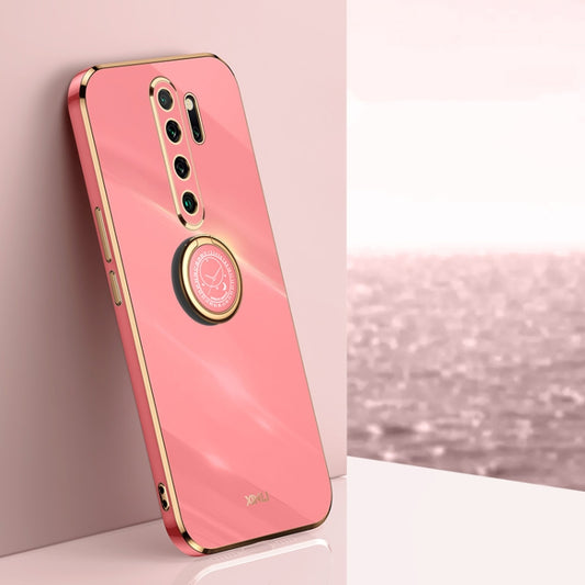For Xiaomi Redmi Note 8 Pro XINLI Straight Edge 6D Electroplate TPU Phone Case with Ring Holder(Hawthorn Red) - Xiaomi Cases by XINLI | Online Shopping UK | buy2fix