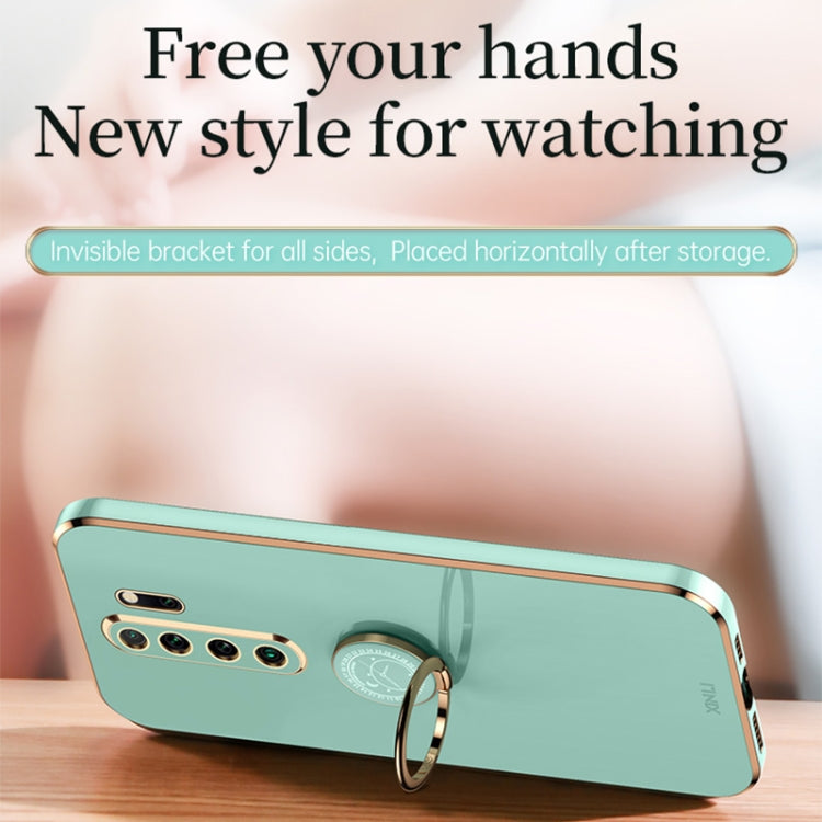 For Xiaomi Redmi Note 8 Pro XINLI Straight Edge 6D Electroplate TPU Phone Case with Ring Holder(Mint Green) - Xiaomi Cases by XINLI | Online Shopping UK | buy2fix