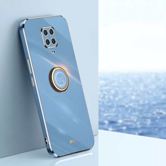For Xiaomi Redmi Note 9S XINLI Straight Edge 6D Electroplate TPU Phone Case with Ring Holder(Celestial Blue) - Xiaomi Cases by XINLI | Online Shopping UK | buy2fix